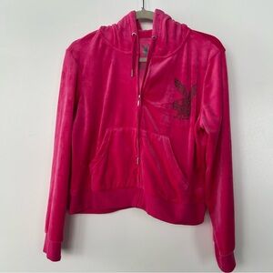 Playboy Bunny Hot Pink Rhinestone Hooded Tracksuit